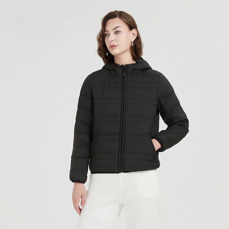 90% White Duck Down Women Puffer Jacket New Sprign Fashion Hoode Slim Fit Ultralight Packable Female Casual Short Parkas