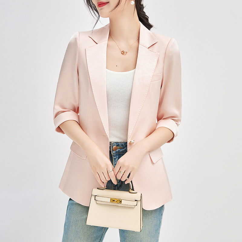 Elegant Coats for Women Fashion Office Casual Jackets Single Button Three Quarter 2025 New All Season Tailored Coat