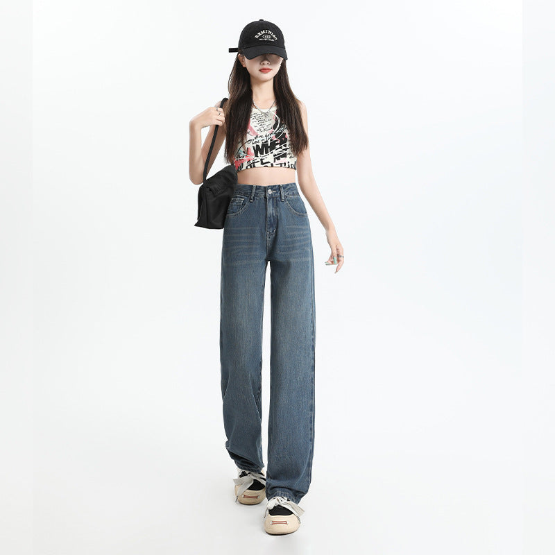 Women Jeans Summer Thin Ice Silk Draping Baggy Wide Leg Y2K Denim Pants High Quality Fashion Korean Female Clothing