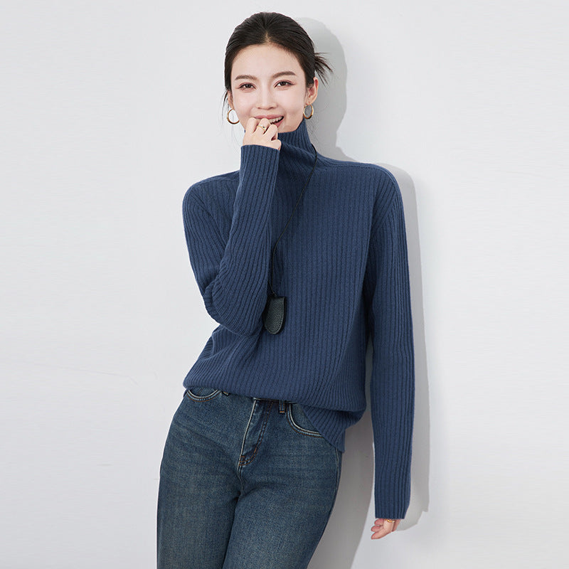 Wool Sweater Women's Knitted Sweaters 100% Merino Wool Turtleneck Long-Sleeve Pullover Winter Autumn Jumper Top Clothes