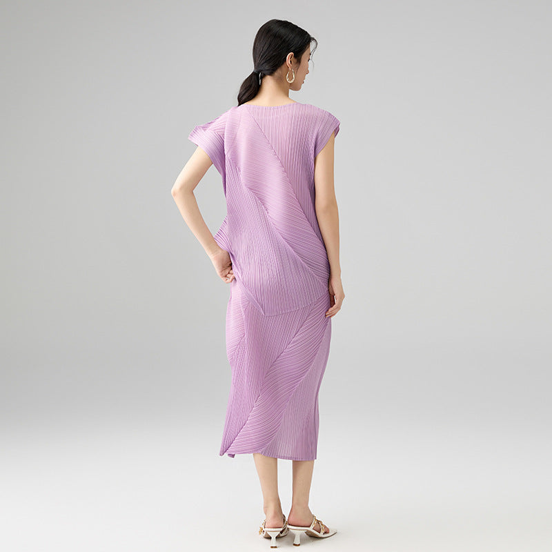 Spring and Summer New Temperament Round Neck Sleeveless T-shirt Twill Solid Color Half Skirt Suit
