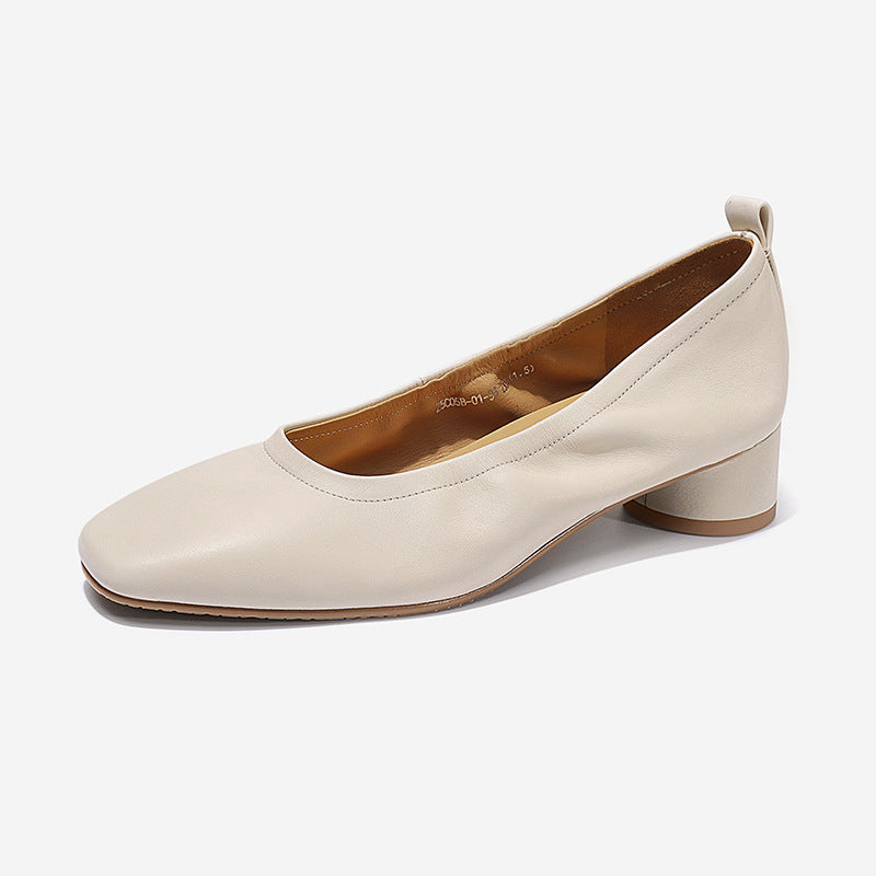 Women Pumps Spring Summer Office Ladies Party Wedding Thick Heels Soft Genuine Leather Basic Shoes Woman Elegant Fashion