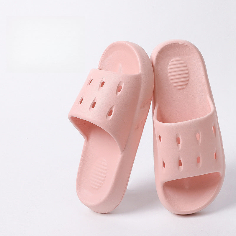 Soft Eva Slippers Leakage Feeling Stepping on Feces Slippers Women Men Wearing Bathroom Shower Hotel Couple Cool Slippers
