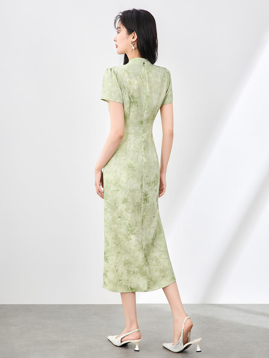 Chinese Style Long Modified Cheongsam 2025 Young Girl Chinese Retro Slim Fit Dress Spring/Summer Qipao Dress