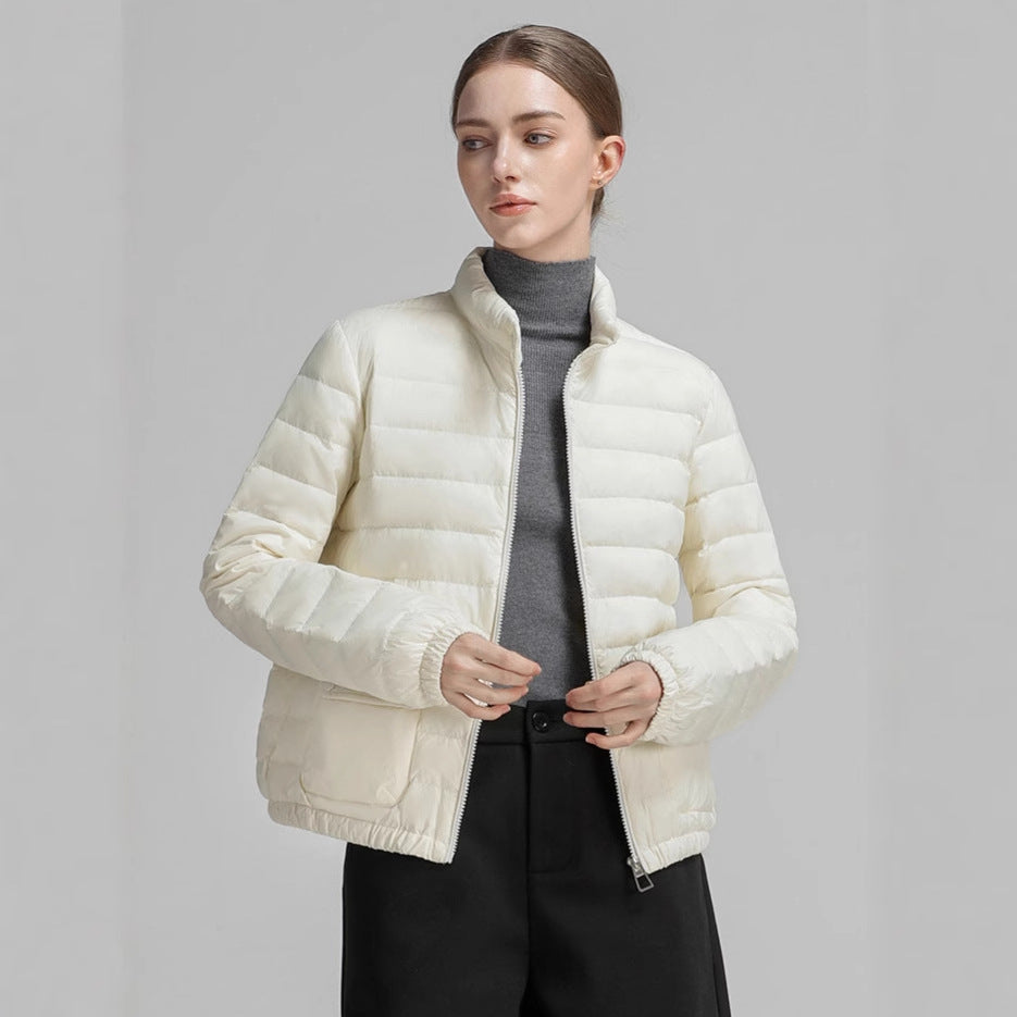 Winter Women's Duck Down Jacket Ultra Light Weight Padded Puffer Hooded Casual Thickened Solid Warm Short Coat