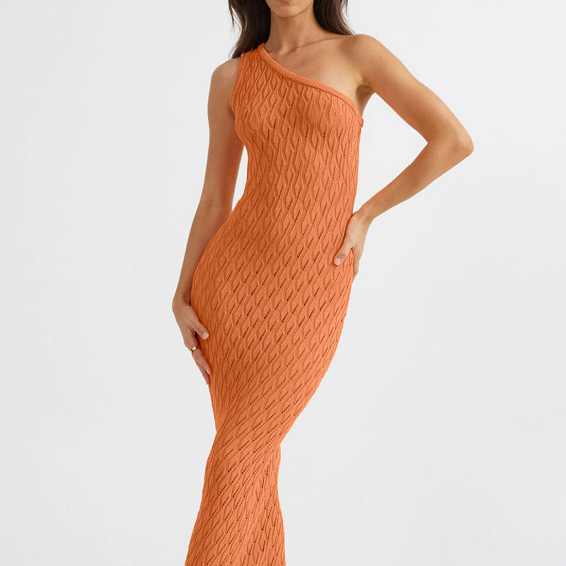 Summer Dress for Women Clothing Solid Spice Girls Hollow Knitted Dress Stacked Pullover Long Sexy Dresses