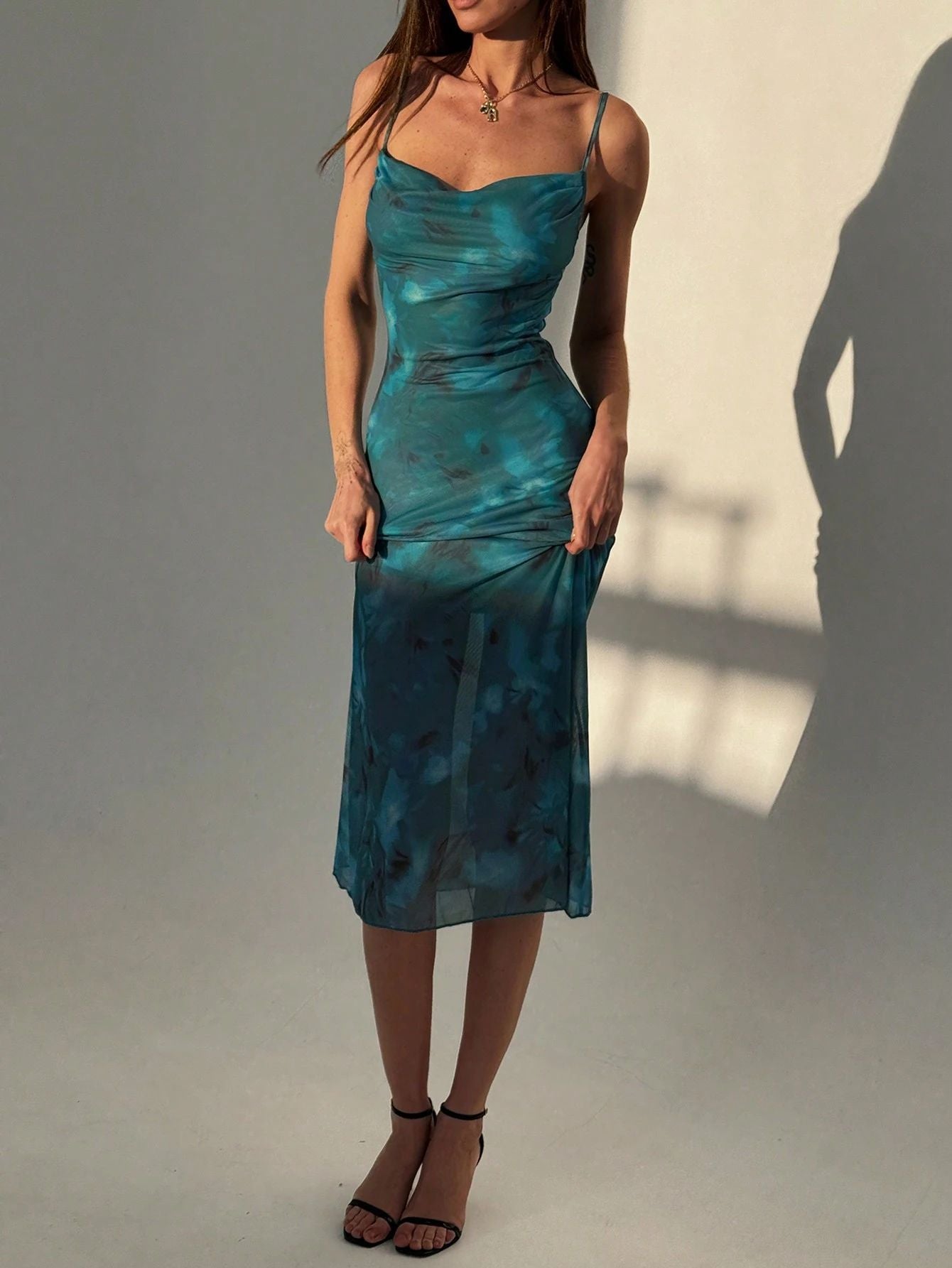 Summer New Women'Dress Sexy Slim Thin Floral Print Suspender Long Dress Comfortable Polyester Fiber Ladies Party Prom Gowns