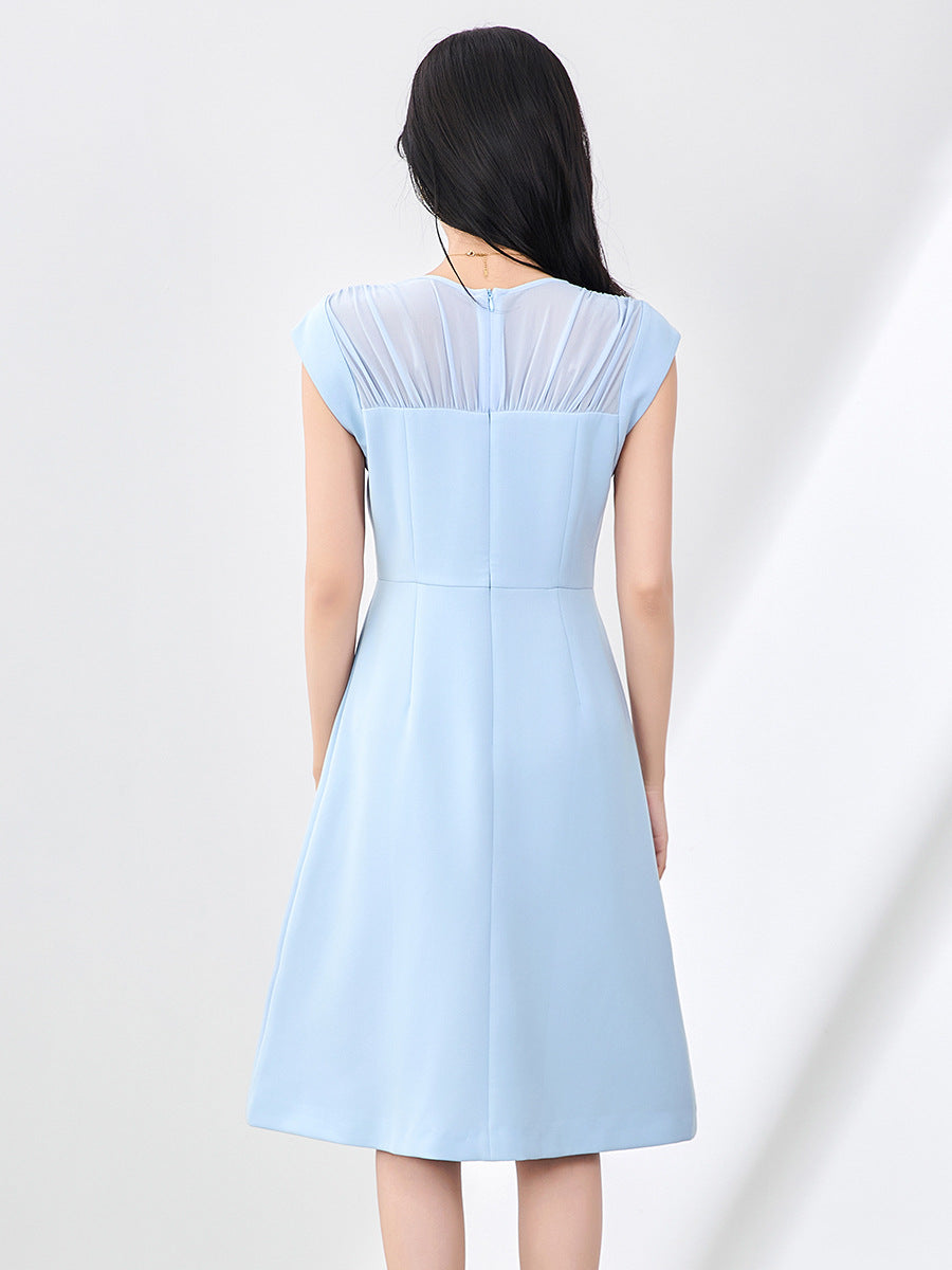 Summer Fashion Women Simple Dress Sleeveless Chiffon Patchwork Elegant Slim Fit Office Casual Daily Work Wear Vestidos
