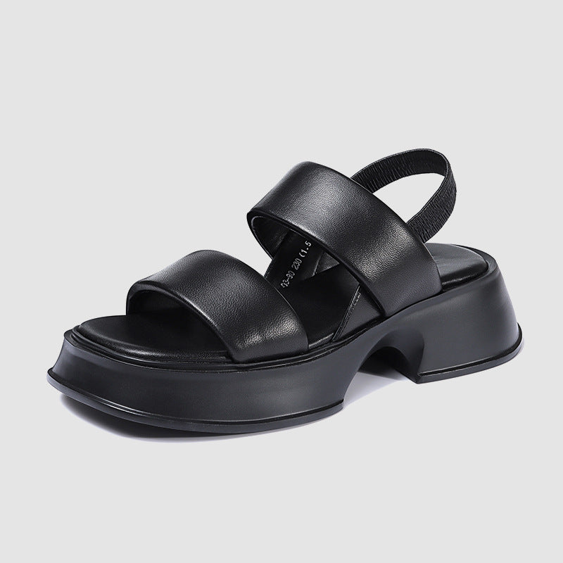 Platform One Word Belt Slippdes Sexy Square Toe Sewing Mixed Colors Slip Women Shoes