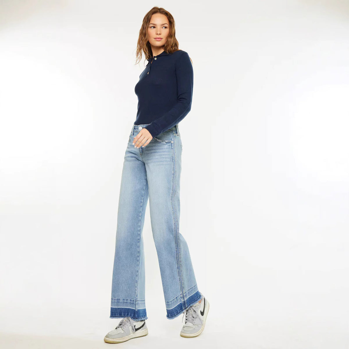 Women Jeans High Waist Wide Leg Pants with Pockets Fashion Casual Long Trousers