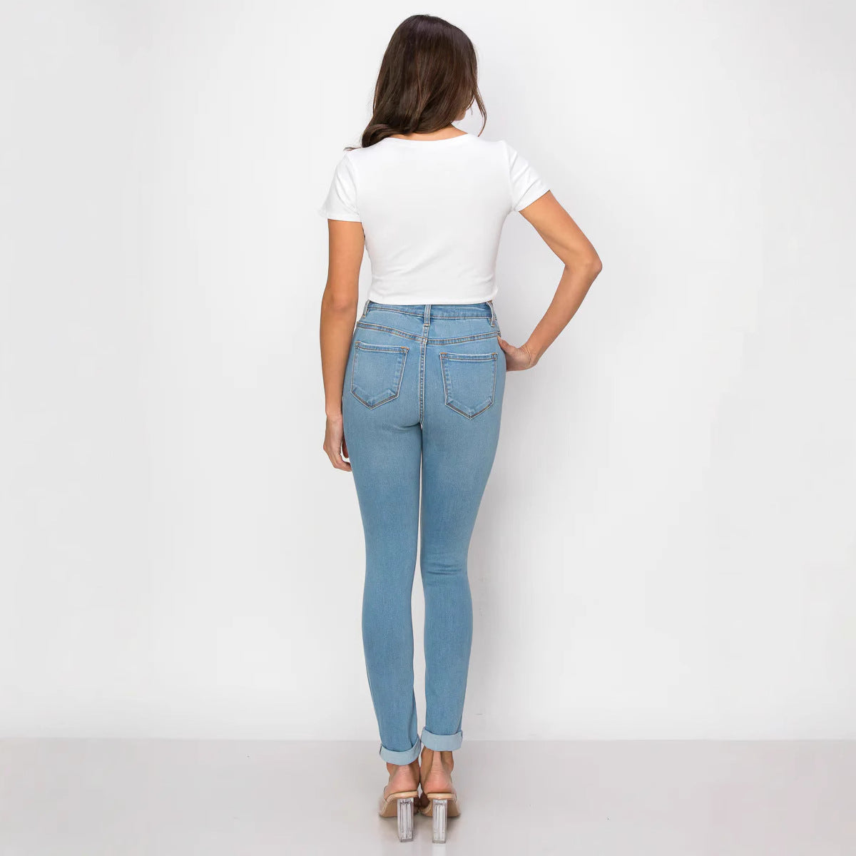 Denim Jeans Sexy Ripped Lace Cross Body Slimming Effects Fast Selling Through Borders