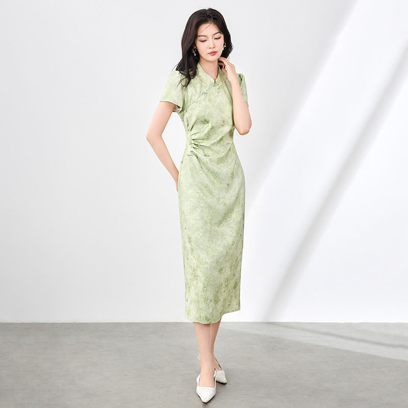 Chinese Style Long Modified Cheongsam 2025 Young Girl Chinese Retro Slim Fit Dress Spring/Summer Qipao Dress