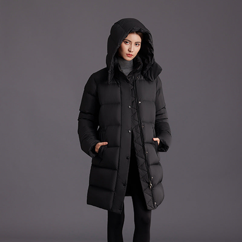 Down Jacket Women New Winter Puffer Jacket Clothes Zipper Loose 90% White Duck Down Coat Female Solid Thicken Warm Long Parkas