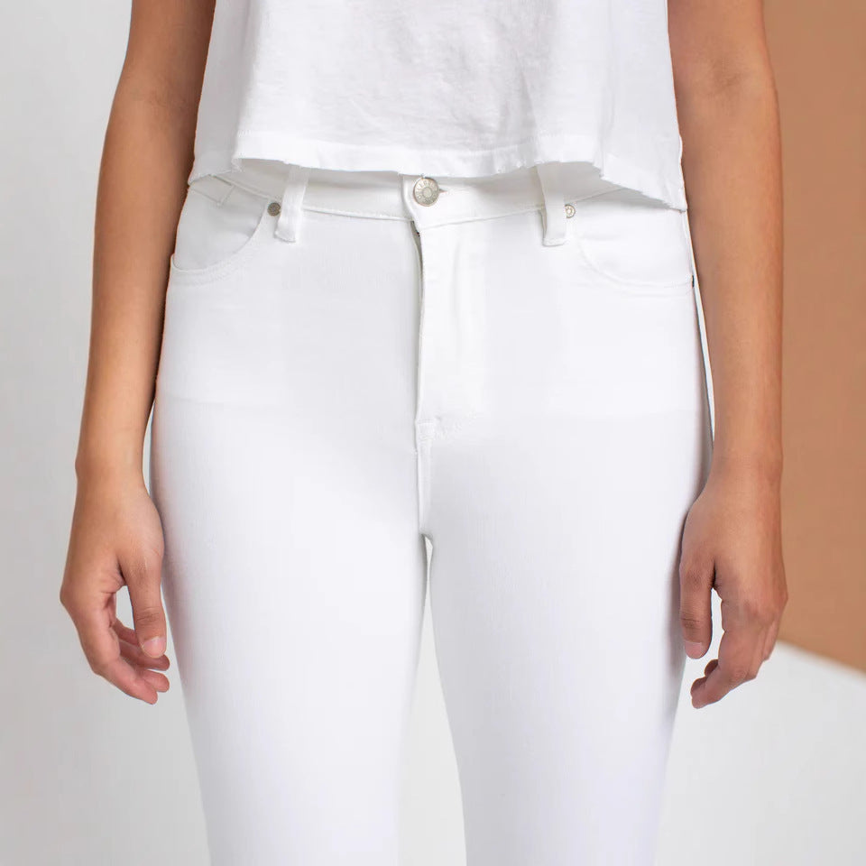White Jeans for Women High-waisted Skinny Stretch Slim-fit Slimming Versatile Tapered Jeans