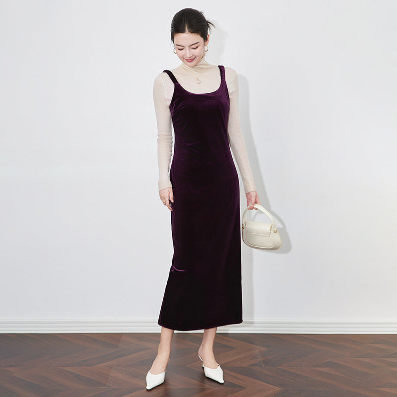 New Women Long Sleeve Dress Suit Solid Color Suspenders Long Dress Single-breasted Fashion Cardigan Autumn Female Casual Clothes