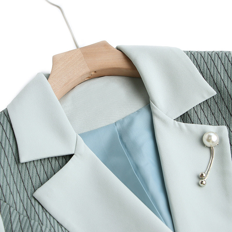Loose Draped Mini Dress with Small Fragrance Style Spring New Arrival Women's Work Commute Skirt V Neck Full Sleeve Polyester