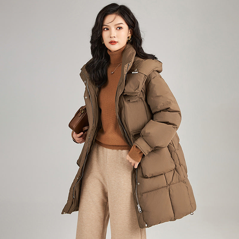 Fashionable Duck down Jacket Women's Mid-Length Hooded Winter Coat Hot Sale Of The Season New Arrival Versatile Casual Outerwear