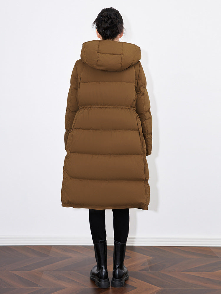 High-end Thickened Hooded Long Down Coats for Women 2025 New Simple Fluffy Warm 90% White Duck Down Winter Puffer Jacket
