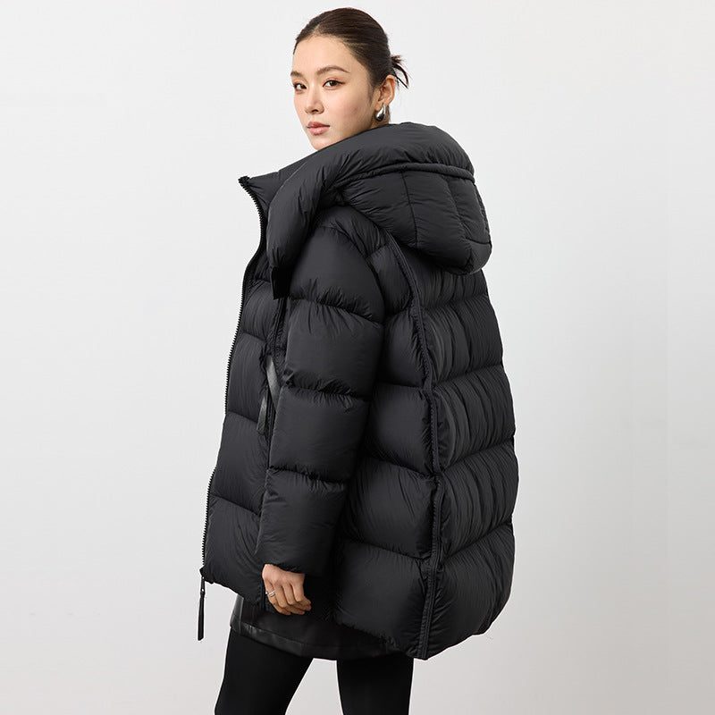 90 White Goose Down Jacket Winter New Women's Hooded Loose Puff Down Coat Female Thick Warm Parka Loose Casual Overcoat
