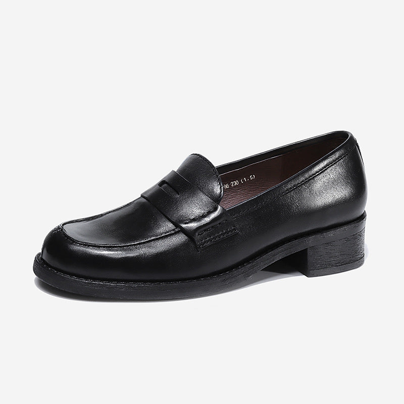 New Soft Leather Breathable Leather Shoes Womens Station Casual British Style Loafers with Business Bean Shoes