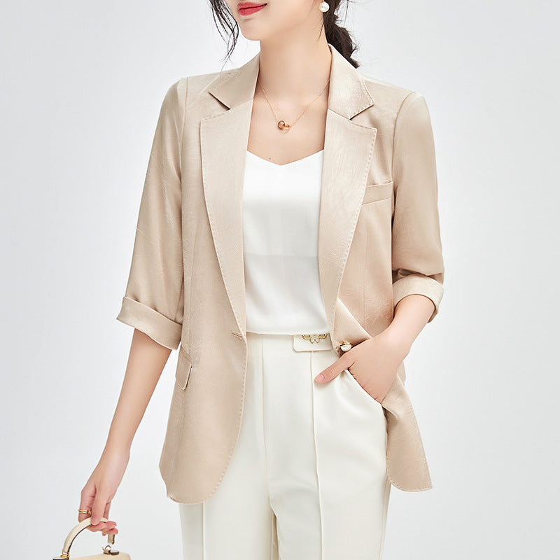 Elegant Coats for Women Fashion Office Casual Jackets Single Button Three Quarter 2025 New All Season Tailored Coat