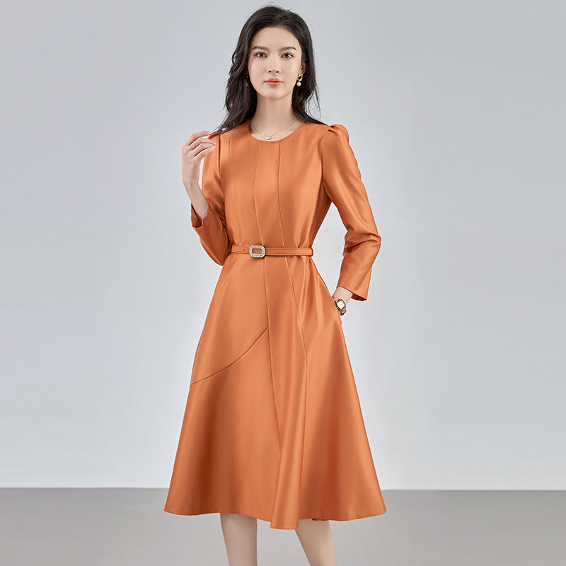 Elegant Womens Red Midi Dress Short Sleeve A Line Cocktail Party With Belt Fashion Casual Summer