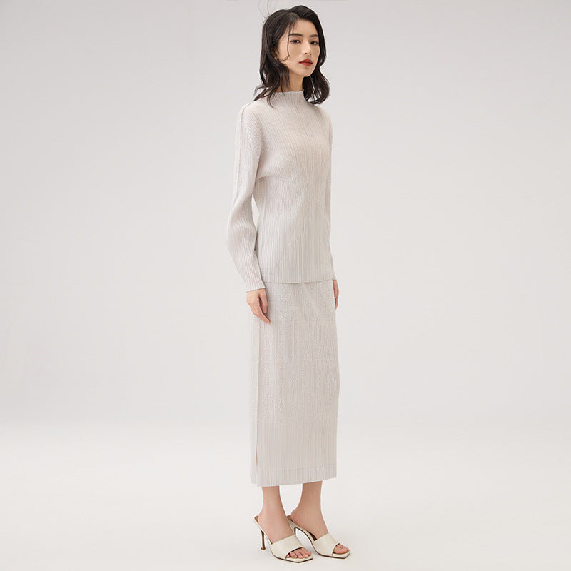 Autumn Winter Thickened Pure Cashmere Women's Batwing Sleeve Half High Collar Loose Knitted Sweater