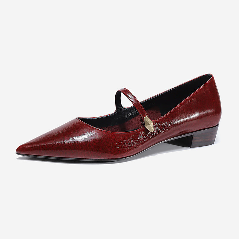 Leather Pointed-Toe Wedges Buckle-Strap Woman Pumps Elevator Shoes Dress