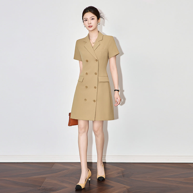 Women's Tailored Blazer Dress Summer Slim Fit Waist Belted Long Formal Office Elegant Dress