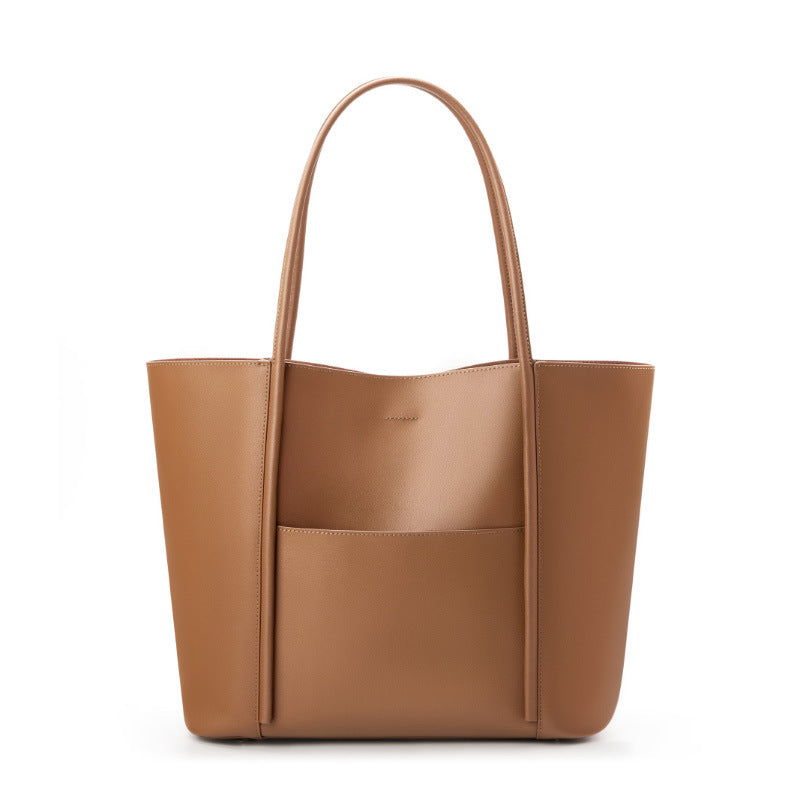 Genuine Leather Summer and Spring Casual High-End Style Large Handbag