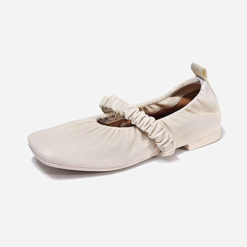 Mary Jane Vintage Women Low Heel Round Toe Ballet Loafer Classic Shoes Casual Dress Soft Flats Handmade