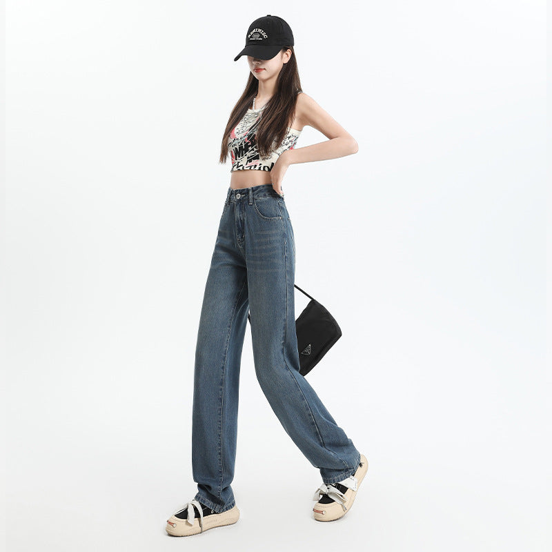 Women Jeans Summer Thin Ice Silk Draping Baggy Wide Leg Y2K Denim Pants High Quality Fashion Korean Female Clothing