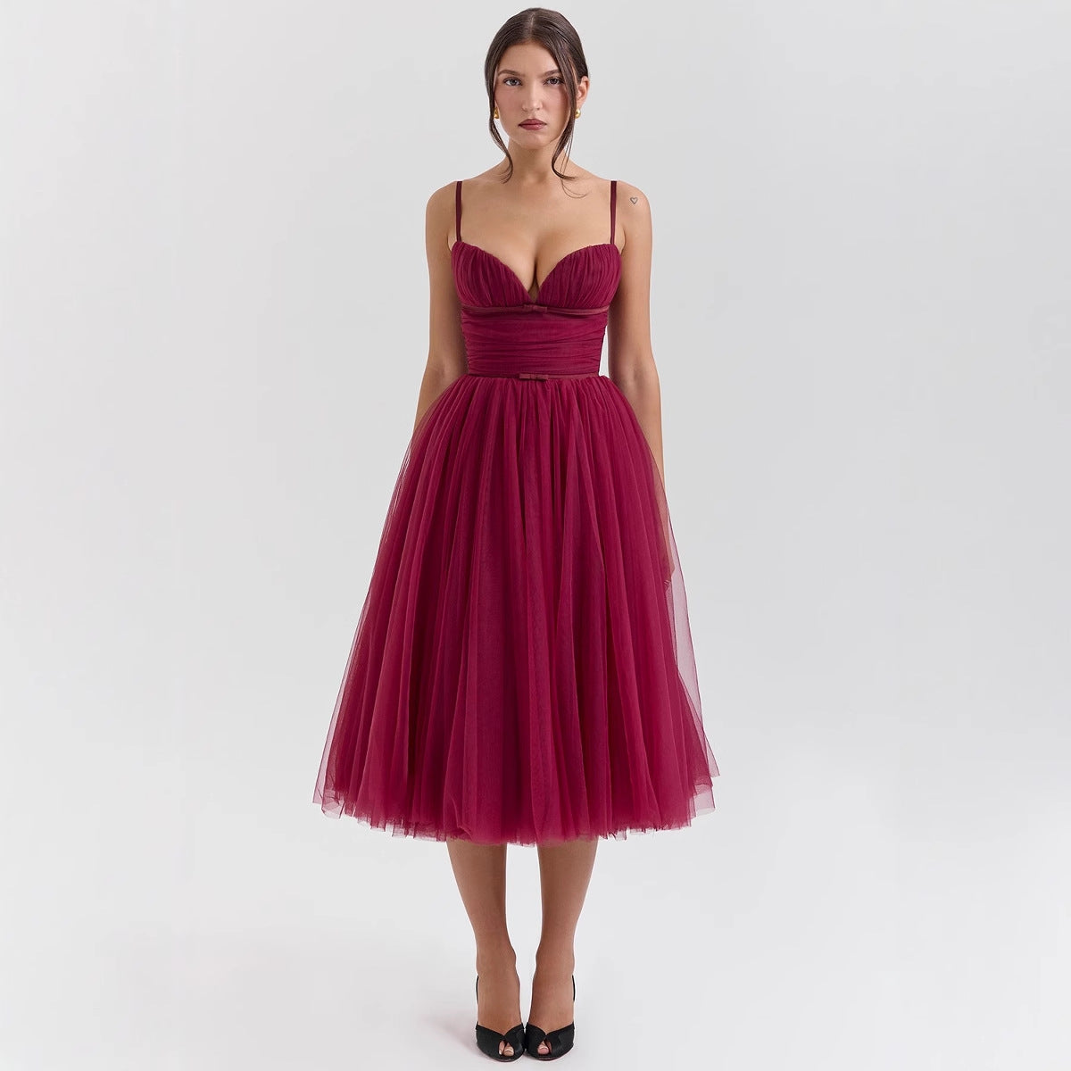 Townlike A-line Pleated Ball Gown Dress Women Spaghetti Strap 2025 Spring Summer Dress Nightclub Sexy Party Midi Long Dresses