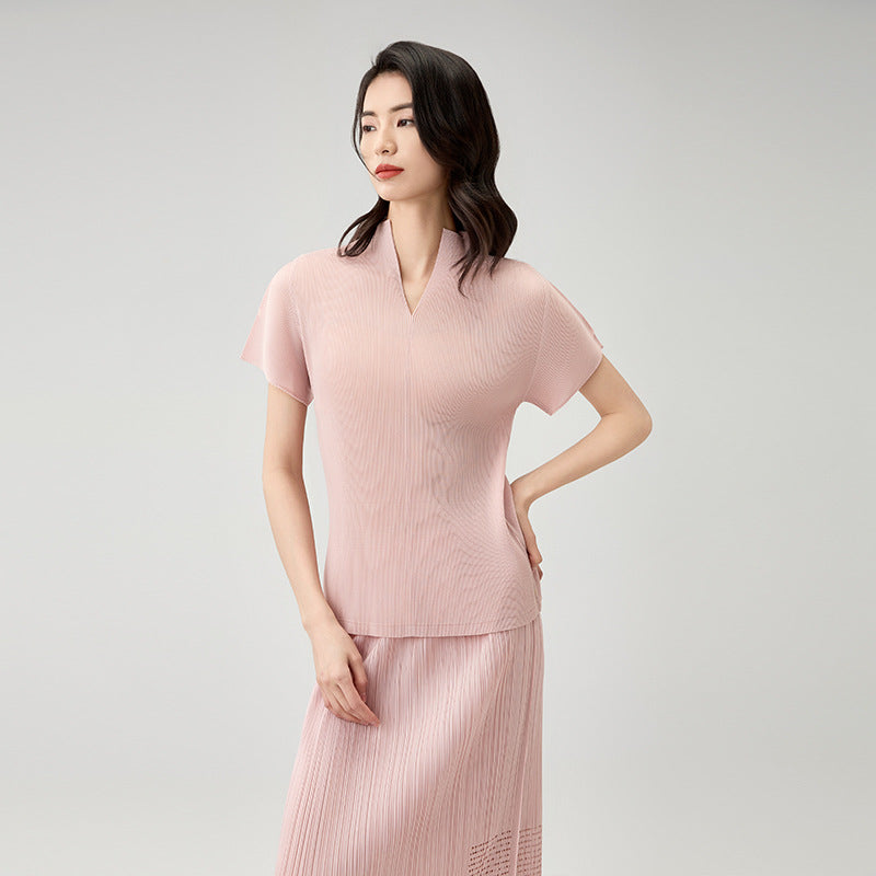 Summer New Fashion V-neck Versatile Slim Thin Temperament Blouse Senior Sense T-shirt