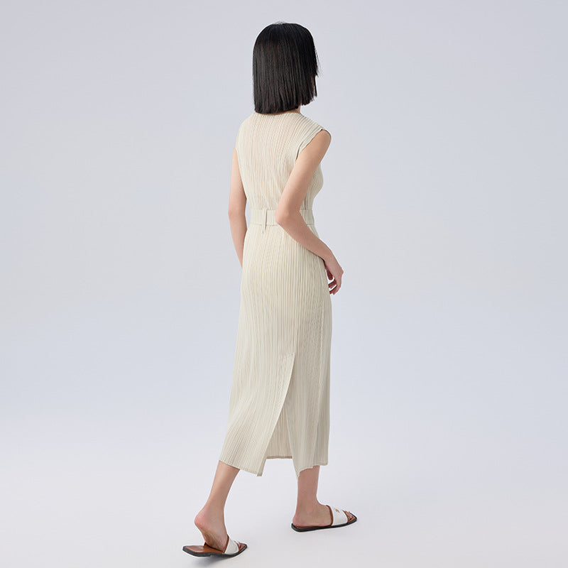 Summer New Round Neck Slim Thin Sleeveless Lace Up Hundred A-line Skirt