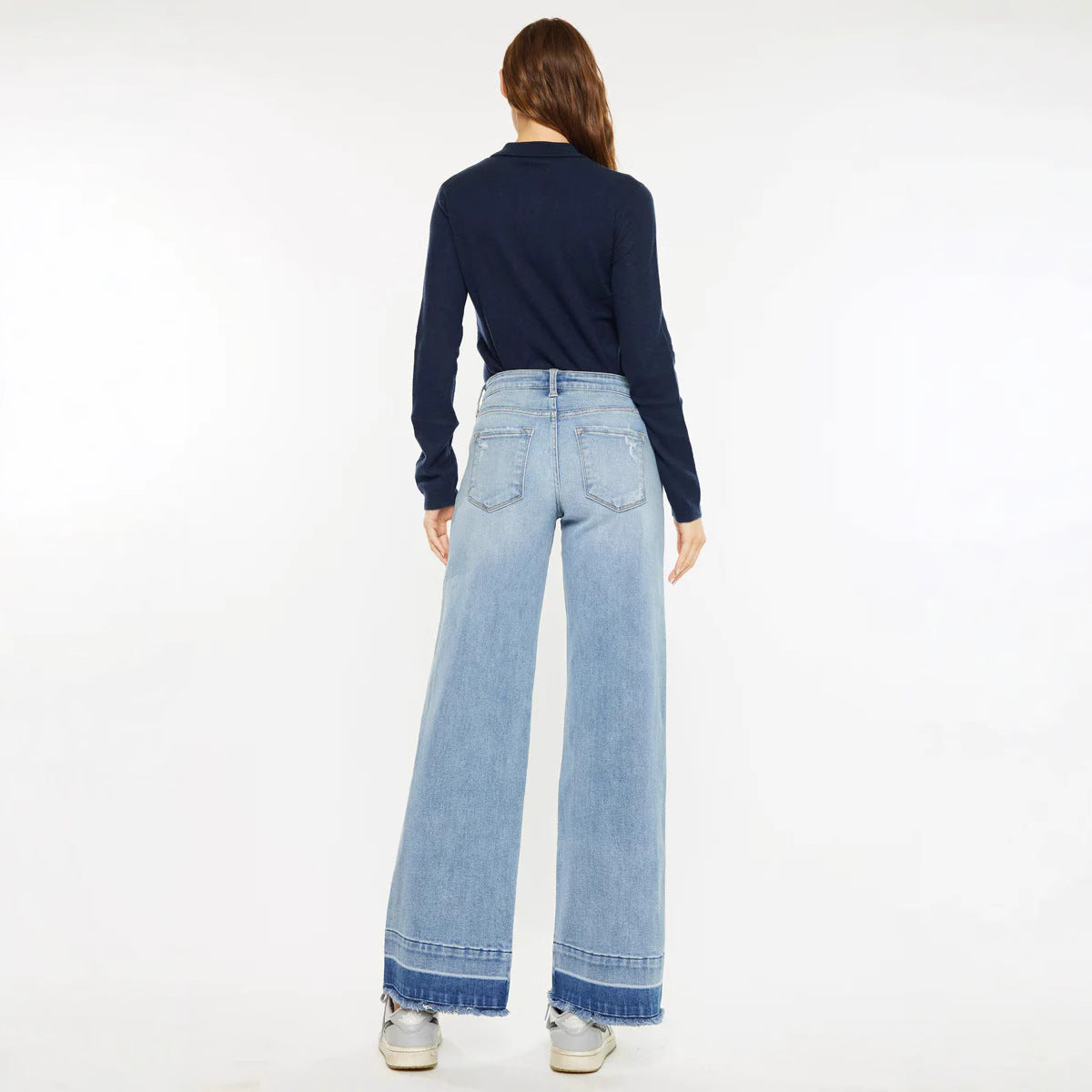 Women Jeans High Waist Wide Leg Pants with Pockets Fashion Casual Long Trousers