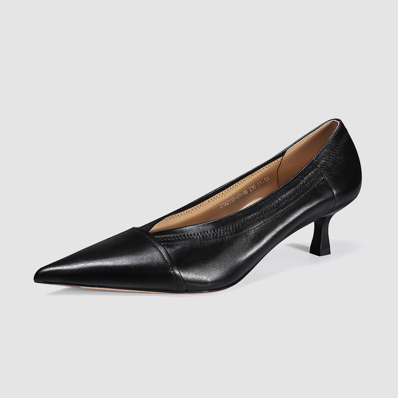 Genuine Leather Thin High Heels Pointed Toe Spring Summer Gorgeous Women Shallow Pumps