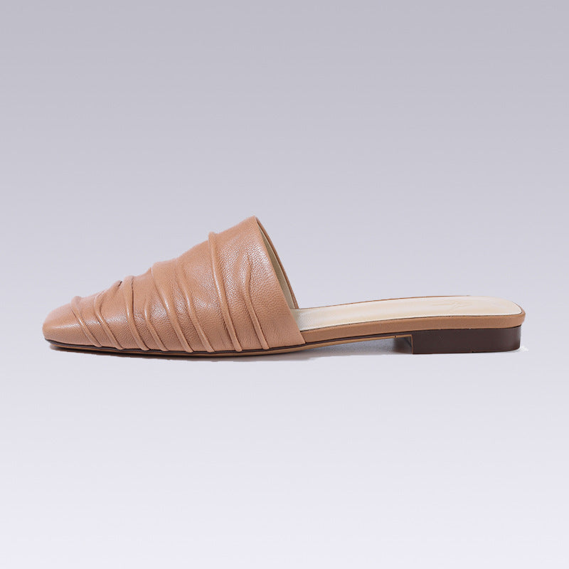 Summer Square Toe Women Mules Slippers Fashion Slip On Elegant Outdoor Flat Heels Banquet Prom Shoes