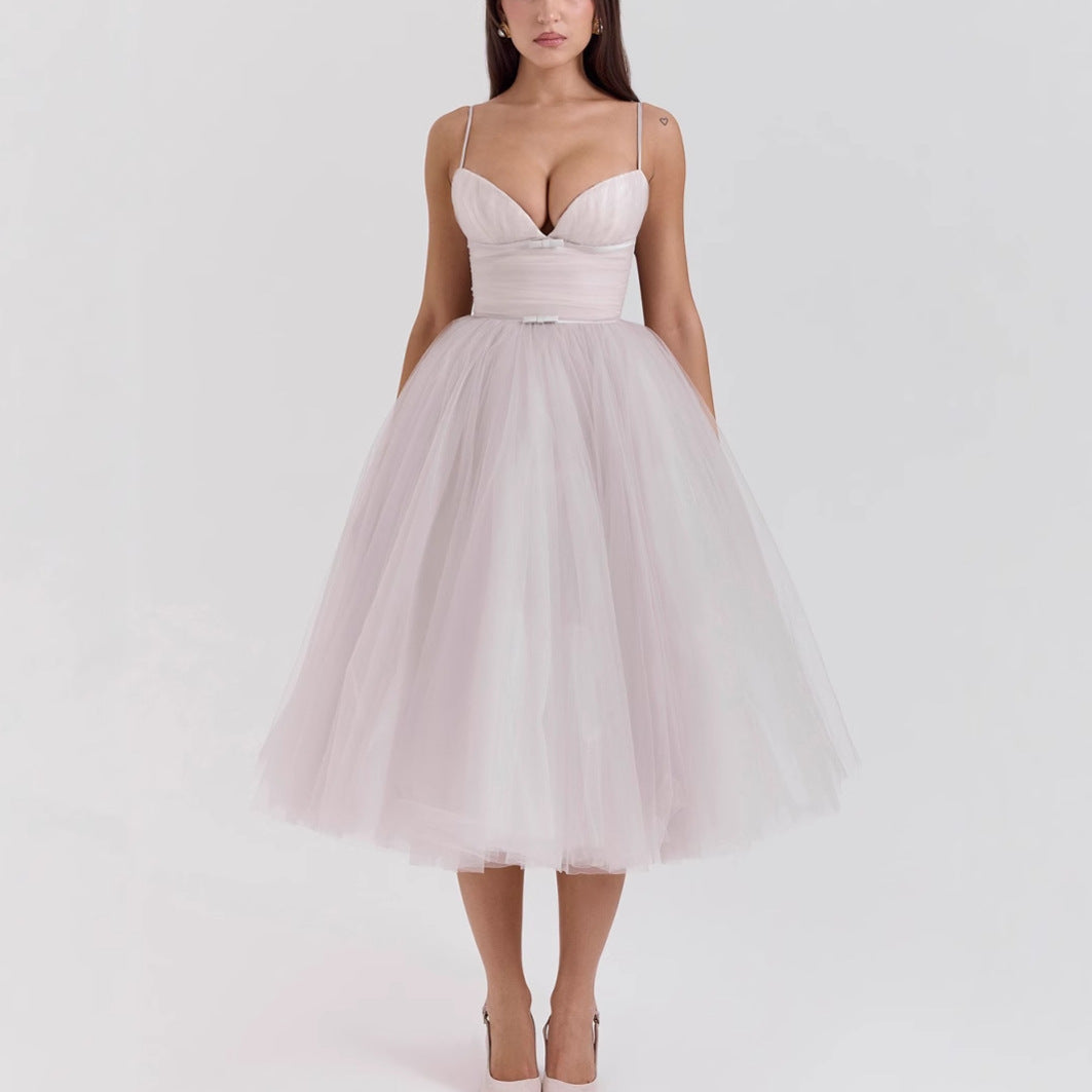 Townlike A-line Pleated Ball Gown Dress Women Spaghetti Strap 2025 Spring Summer Dress Nightclub Sexy Party Midi Long Dresses