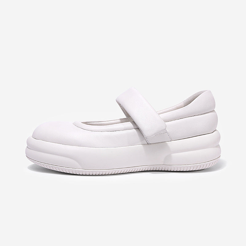 Genuine Leather Flats Mary Jane Women's Shoes Summer Soft Sole Hollow Mother's Shoes Anti-slip Sandals