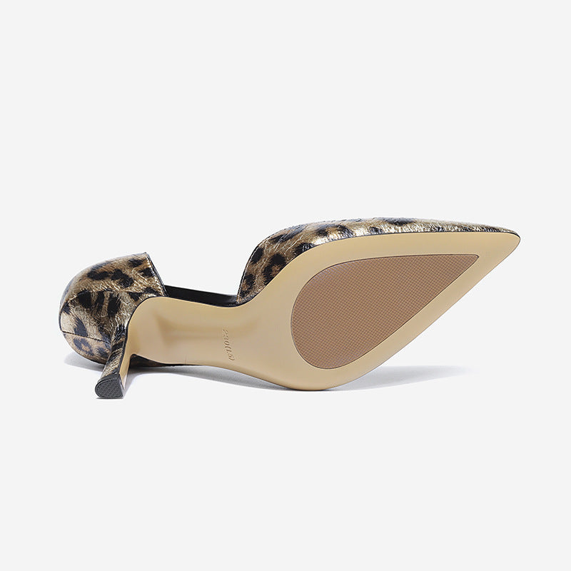 Leopard Print Red Soled High Heels French Sexy Shallow Mouth Slim Heels Internet Famous Single Shoes