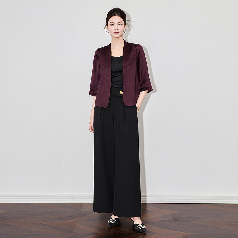 Elegant Blazer Women Fashion Office Short Sleeve Suits Solid Single Button Split Mini 2025 New All Season Dress Suits