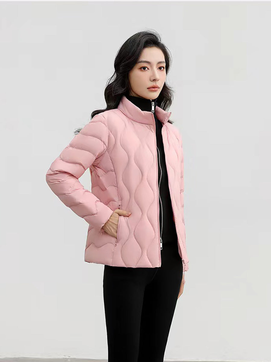 Autumn Winter Nnew Down Pjacket Women Fashion Pockets Short Stand collar Slim Warm Cotton Coat Female Outerwear