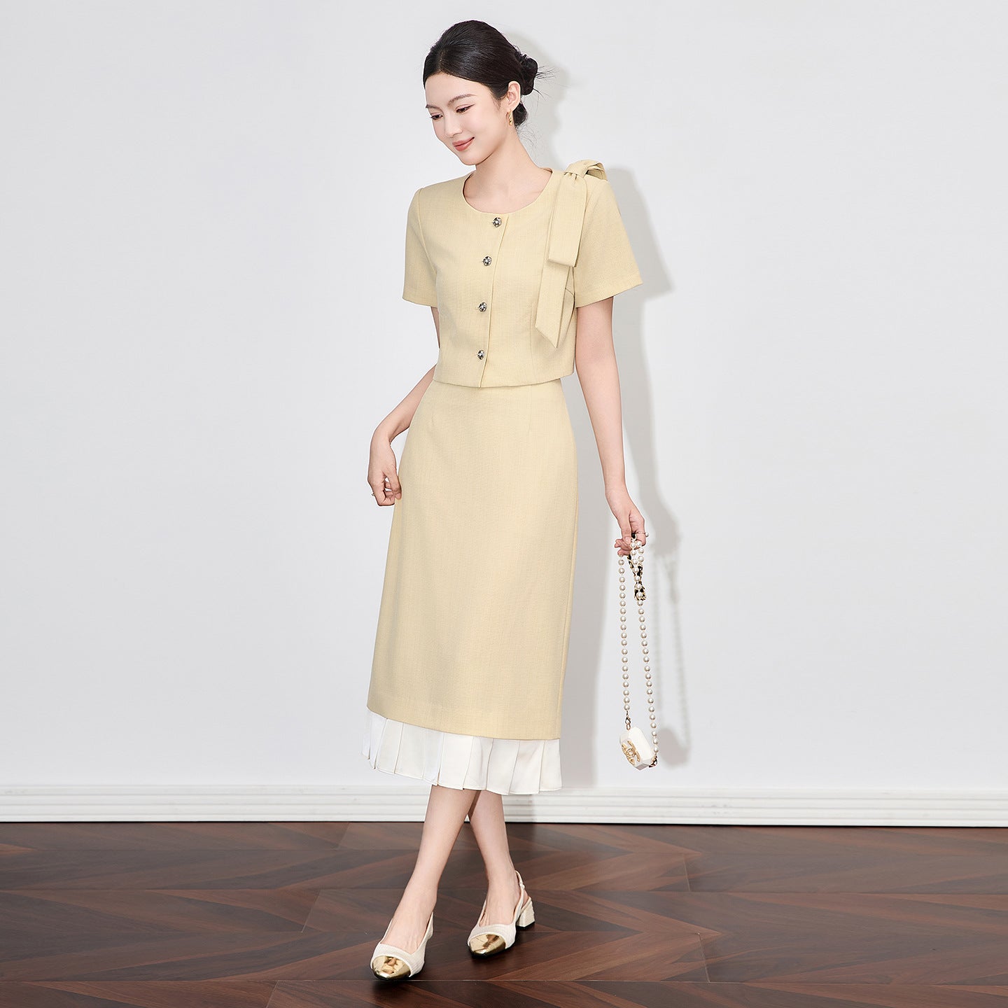 Summer Pink Dress Sets Women Elegant Short Sleeve Ruffles Patchwork Top and Pencil Skirt Suits Two Piece Outfit Office
