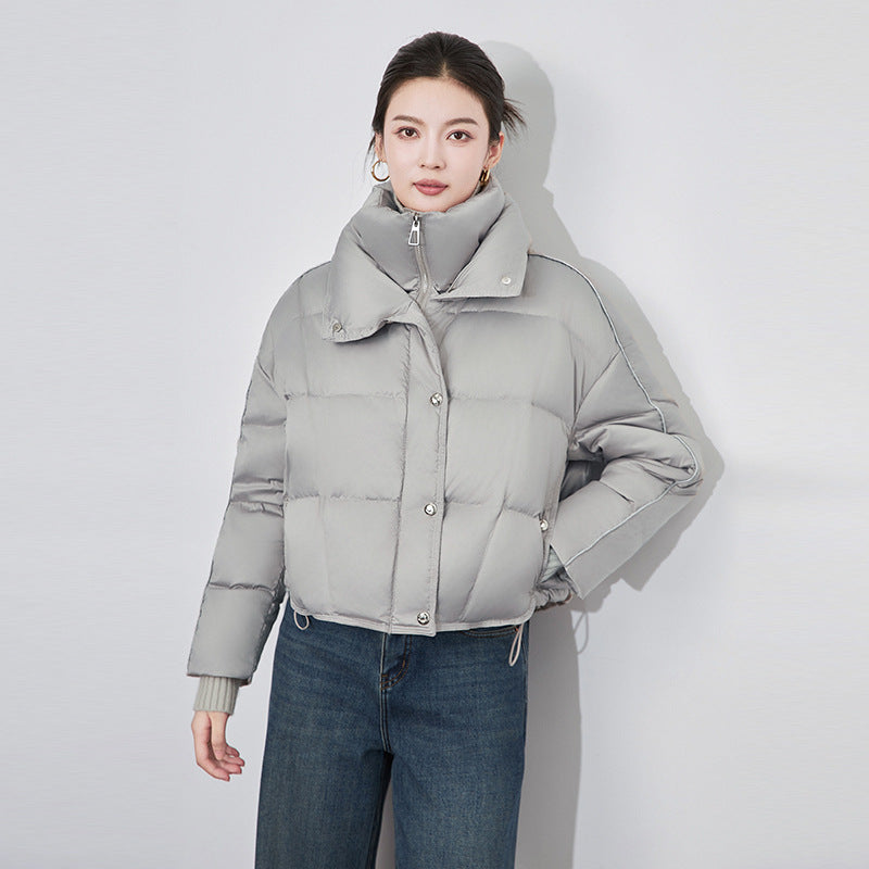 New Down Jacket Women's Large Lapel Thick Fashion Long Sleeve Warm Casual White Duck Down Coat
