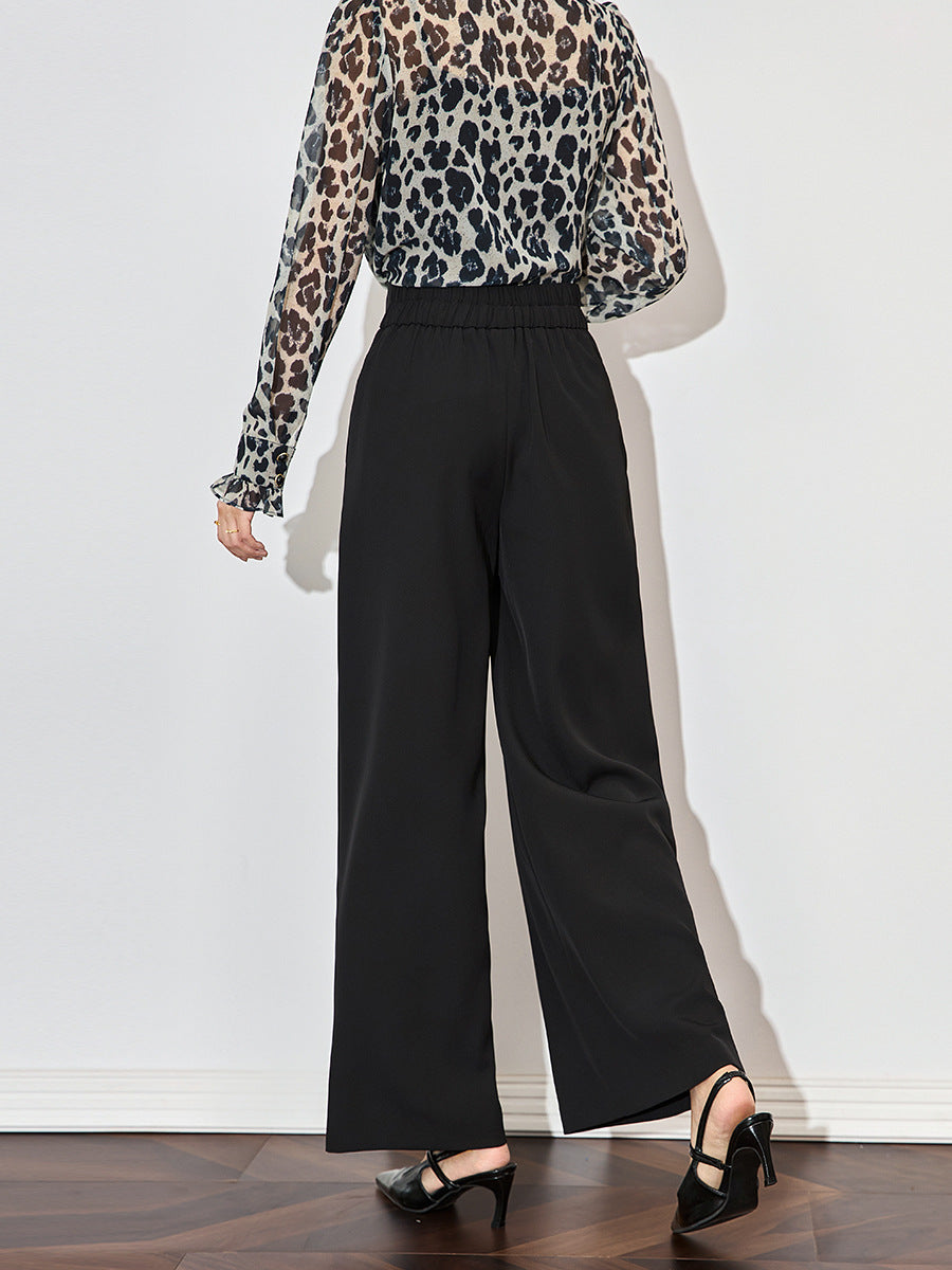 Elegant Long Pants Women's Clothing Black Wed Leg Pants High Waisted Casual Suit Pant Female Trousers Work Style