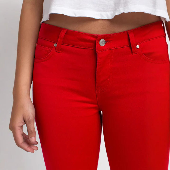 Women's Skinny Pants Solid Color Stretch Slim Pencil Trousers Push Up Pants Sculpture Pants