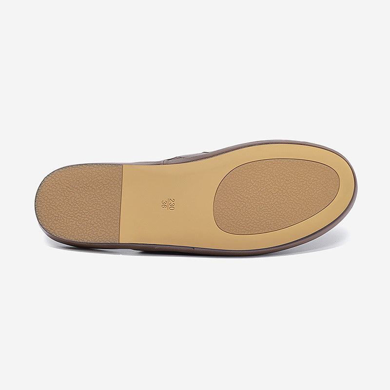 Genuine Leather Slipper Solid Color Slip-On Fashion Outdoor Elegant Concise Women Shoes