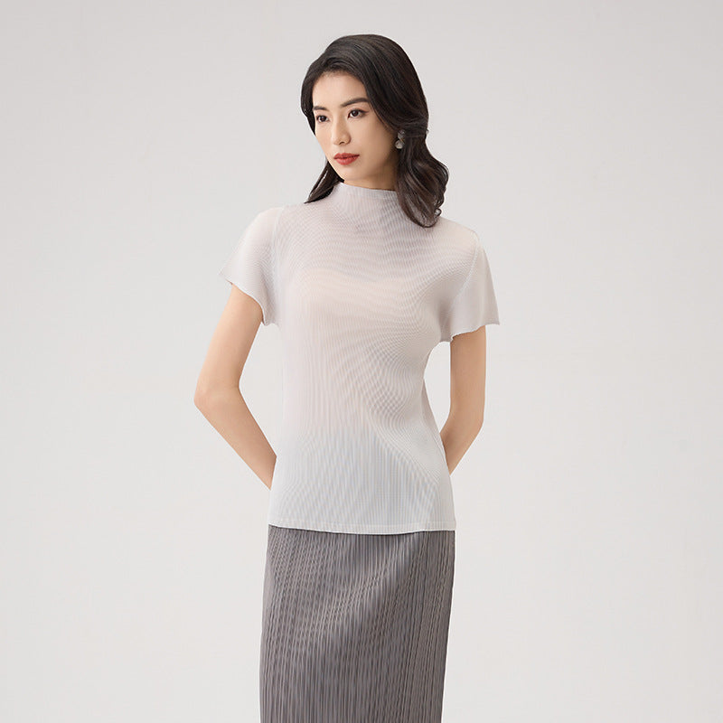 Summer New Half-high Neck Solid Color Loose Thin Commuter Versatile Blouse
