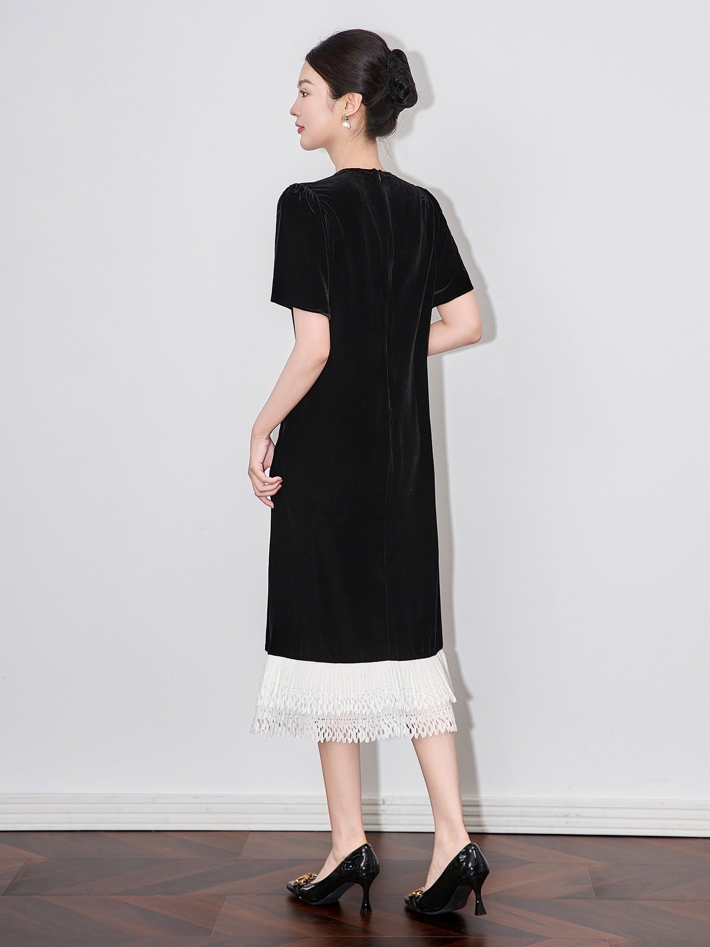 Fashion Party 2025 Spring Autumn streetwear Vintage French Lace Mermaid Patchwork Velvet Long sleeve Dress for Women vestidos